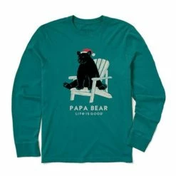 Cheapest 🔔 Shirts Men's Life Is Good Holiday Adirondack Papa Bear Long Sleeve Crusher T-Shirt ❤️