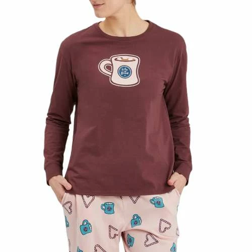 New 🤩 Shirts 👩 Women's Life Is Good Hot Chocolate Mug Long Sleeve T-Shirt ⌛