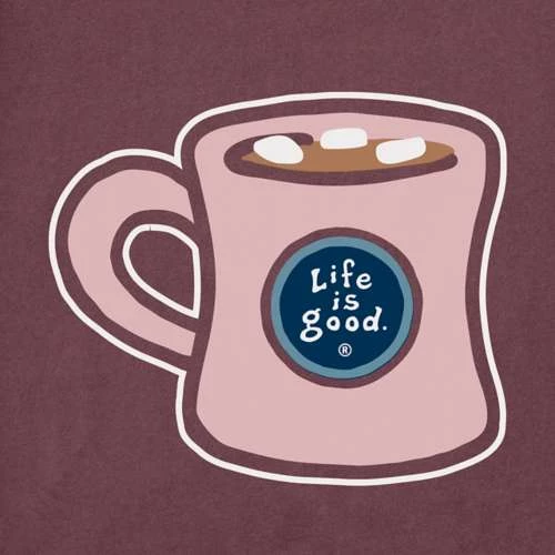 New 🤩 Shirts 👩 Women's Life Is Good Hot Chocolate Mug Long Sleeve T-Shirt ⌛ - Image 4