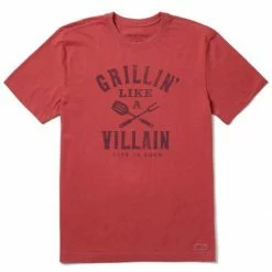 Best Sale 🎉 Shirts Men's Life Is Good Grillin' Like A Villain Crusher-Lite T-Shirt 🔥