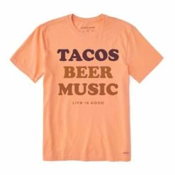 Flash Sale 🤩 Shirts Men's Life Is Good Tacos Beer Music T-Shirt 😍