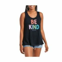 Cheapest 🎉 Tanks 👩 Women's Life Is Good Be Kind Textured Slub Tank Top 🥰