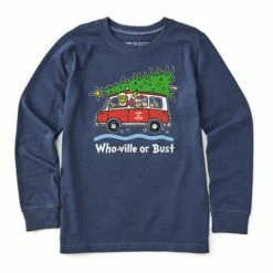Cheap ✔️ Shirts Kids' Life Is Good Grinch And Max Who-Ville Or Bust Long Sleeve Crusher T-Shirt 😍