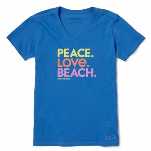 Best Pirce ๐ฅ Shirts ๐ฉ Women's Life Is Good Peace Love Beach Crusher V-Neck T-Shirt ๐