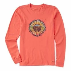 Promo ⌛ Shirts 👩 Women's Life Is Good Sunflower Escape Long Sleeve 👚 Shirt 👏