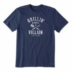 Best Pirce ❤️ Shirts Men's Life Is Good Grillin Like A Villian Crusher T-Shirt 👍
