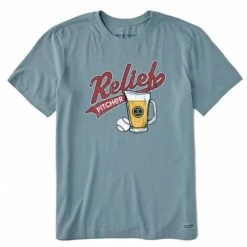 Budget 🌟 Shirts Men's Life Is Good Relief Pitcher Crusher T-Shirt 🎁