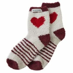Cheap 🔔 Women's Life Is Good Heart Snuggle Crew 🧦 Socks ✨