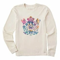 Top 10 🥰 Shirts 👩 Women's Life Is Good Butterfly Garden Long Sleeve 👕 Shirt 😀
