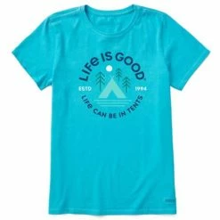 Brand new 🥰 Shirts 👩 Women's Life Is Good In Tents 94 Crusher Lite T-Shirt ⌛