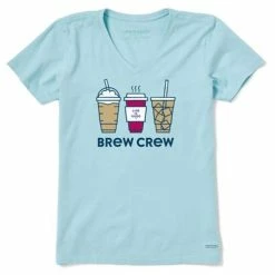 Top 10 🎁 Shirts 👩 Women's Life Is Good Brew Crew Crusher-Lite V-Neck T-Shirt 😀