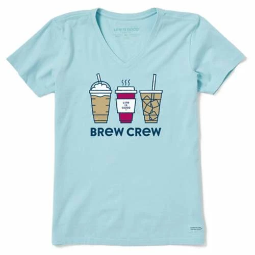 Top 10 🎁 Shirts 👩 Women's Life Is Good Brew Crew Crusher-Lite V-Neck T-Shirt 😀
