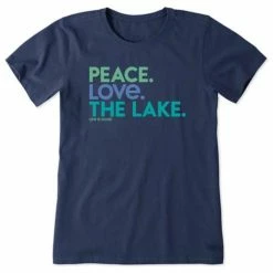 Flash Sale 🧨 Shirts 👩 Women's Life Is Good Peace Love The Lake Crusher Lite V-Neck T-Shirt 👍