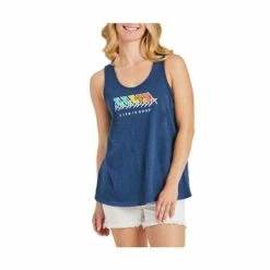 Discount 💯 Tanks 👩 Women's Life Is Good Chair Spectrum Textured Slub Tank Top 💯