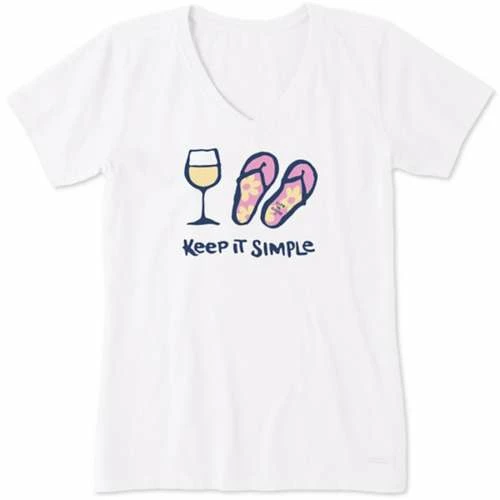 Top 10 ๐ฏ Shirts ๐ฉ Women's Life Is Good Keep It Simple Wine & Flips Crusher-Lite V-Neck T-Shirt ๐