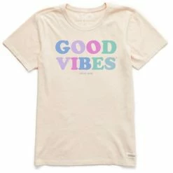Hot Sale ⭐ Shirts 👩 Women's Life Is Good Good Vibes Crusher-Lite Tee 🤩