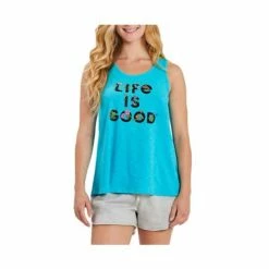 Best reviews of ⭐ Tanks 👩 Women's Life Is Good Stack Flowers Textured Slub Tank Top 🎁