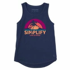 New 😉 Tanks 👩 Women's Life Is Good Simplify Sun & Palms Crusher Tank Top 🔥