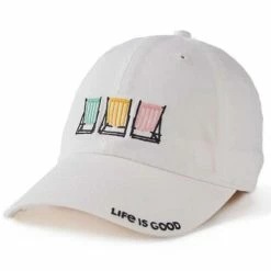 Brand new 🔥 Hats & Caps 👩 Women's Life Is Good Beach Stripe Chill Adjustable Hat 😉