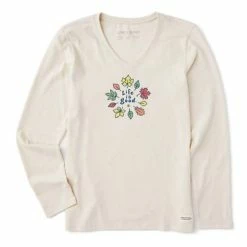 Deals ✨ Shirts 👩 Women's Life Is Good Leaves Long Sleeve T-Shirt 😀