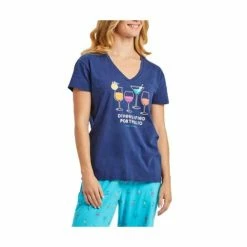 Cheapest 🤩 Pajamas & Robes 👩 Women's Life Is Good Diversified Portfolio Cocktails Snuggle Ip Relaxed Sleep T-Shirt 👍