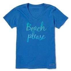 Wholesale ⭐ Shirts 👩 Women's Life Is Good Beach Please Crusher Lite V-Neck T-Shirt 💯
