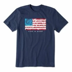 Flash Sale ⭐ Shirts Men's Life Is Good Tie Dye Flag Crusher T-Shirt 👍