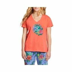 Outlet 😉 Pajamas & Robes 👩 Women's Life Is Good Tropical Hibiscus Snuggle Up Relaxed Sleep Tee 🥰